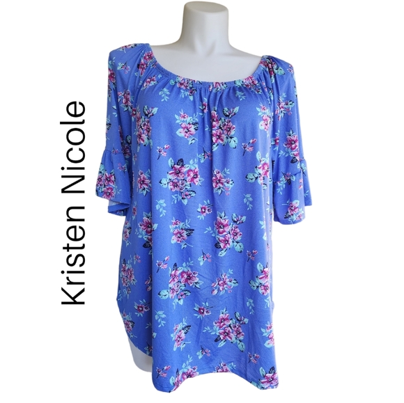 Kristen Nicole plus size blue floral top NWT! Size 3X - Picture 1 of 12